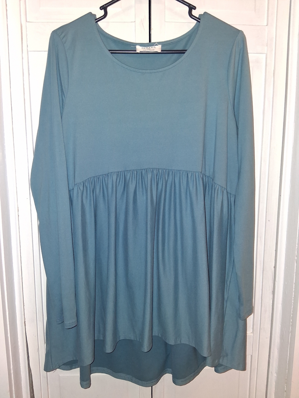 Women’s Long Sleeve Babydoll Top - Dusty Blue